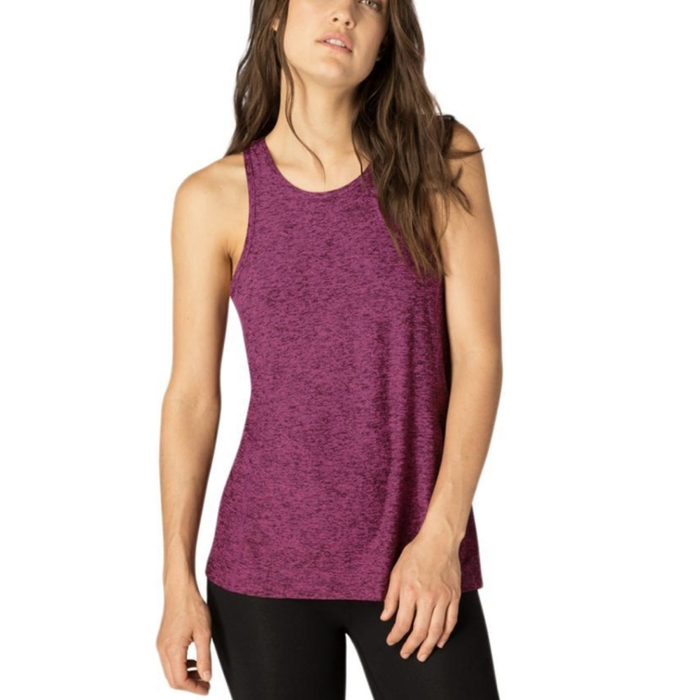 Beyond Yoga Can't Hardly Lightweight Keyhole Tank in Black-Plumberry xs